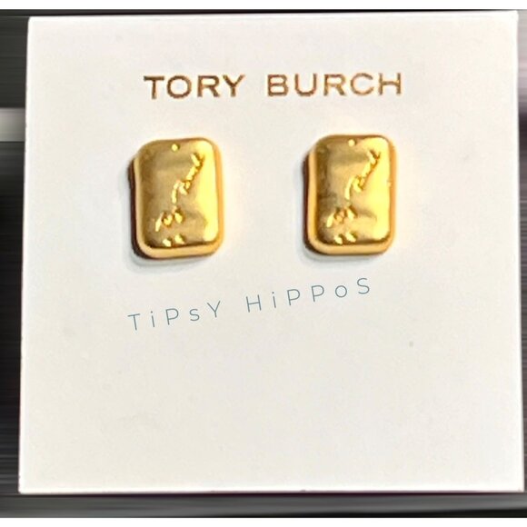 Tory Burch Gold Stud Earrings - Unique Fun And Stylish Jewelry - Picture 6 of 6